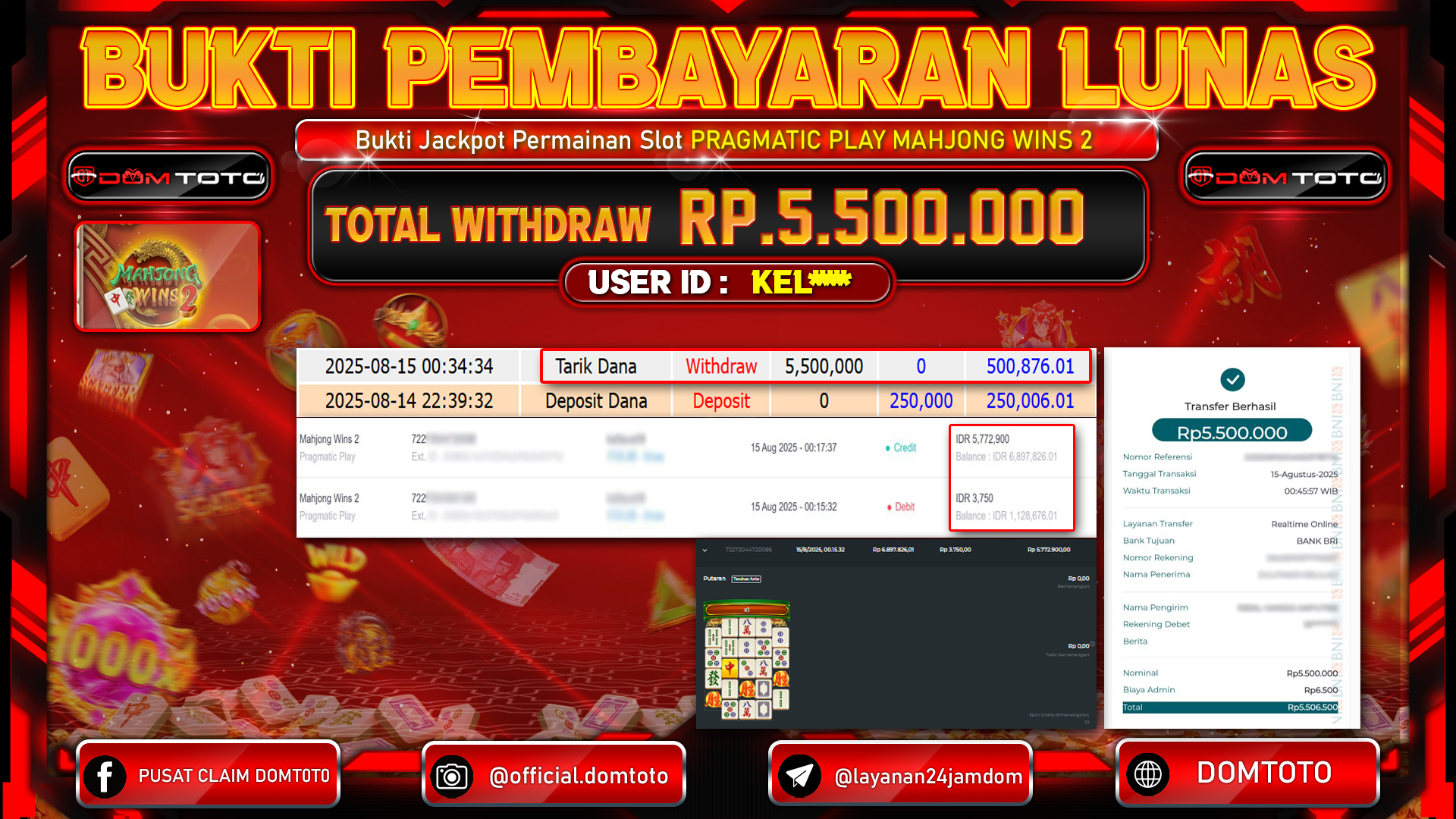 JACKPOT SLOT MAHJONG WINS 2 15 AGUSTUS  2025